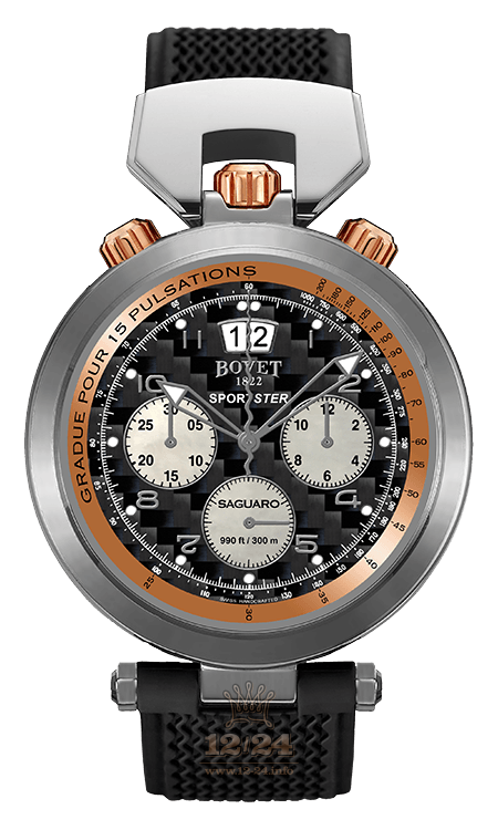 Bovet Sportster Watch SP0446-R5N 46 mm Stainless steel Pink gold Case Black Dial
