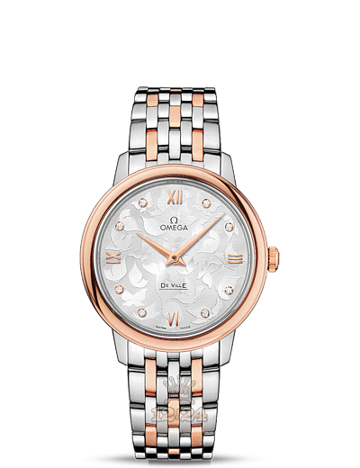 Omega Prestige Watch 424.20.33.60.52.001 33 mm Steel / Pink gold Case Silver Dial