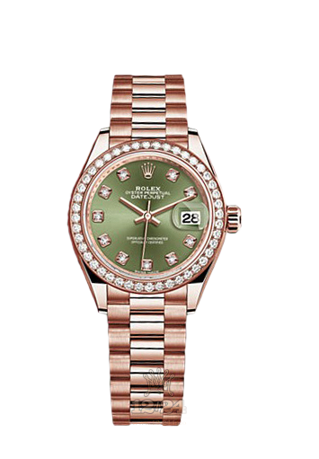 Rolex Datejust Watch 279135rbr-0014 28 mm Pink gold Case Green Dial