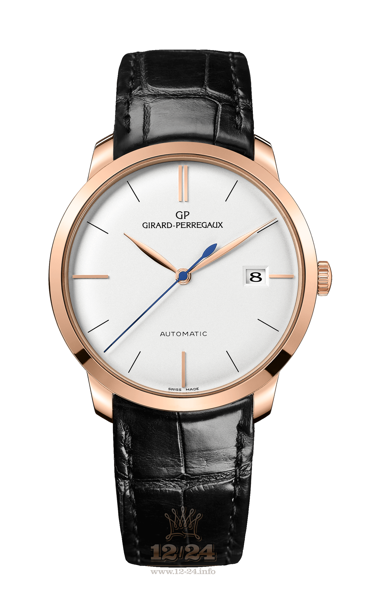 Girard Perregaux 1966 Watch 49525-52-131-BK6A Pink gold Case Silver Dial