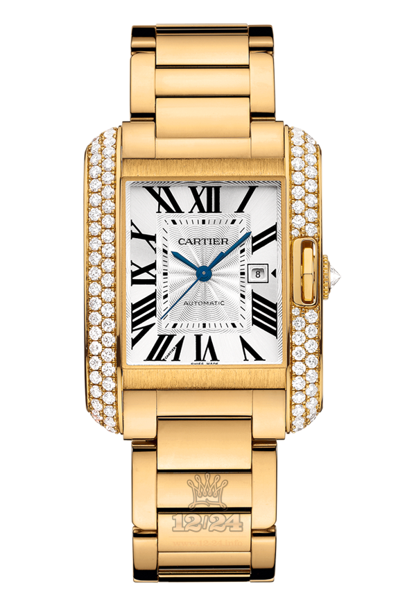 Cartier Tank Watch WT100006 39 mm Yellow gold Case Silver Dial
