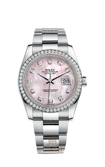Rolex Datejust Watch 116244-0018 36 mm Steel / White gold Case Pink Dial