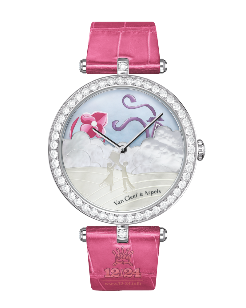 Van Cleef Poetic Complications Watch VCARO4GK00 White gold Case White Blue Painted Dial
