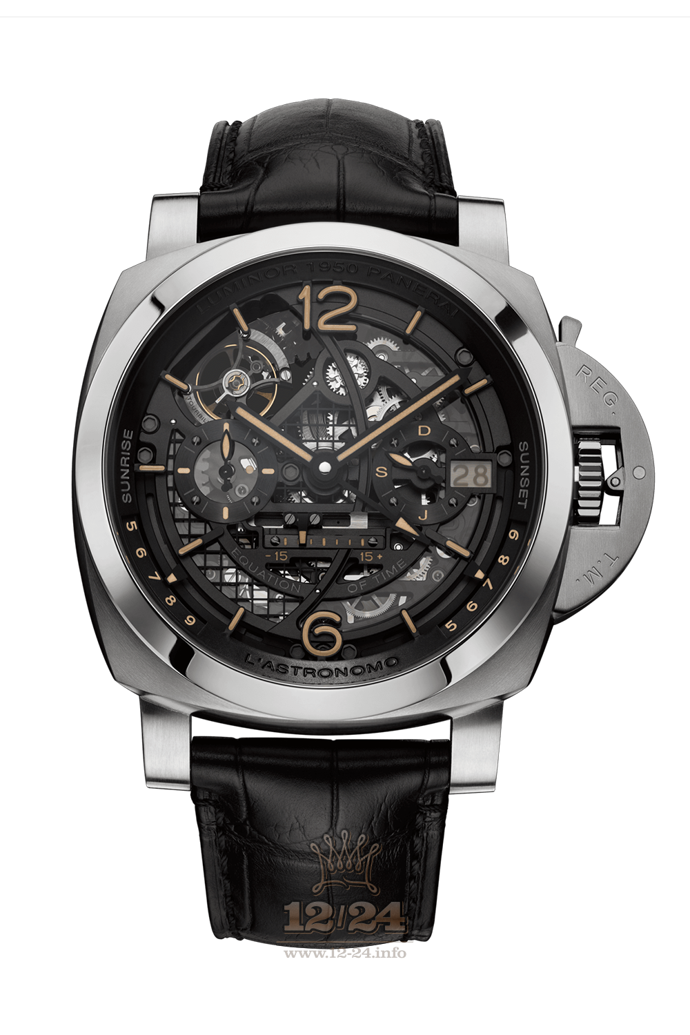 Panerai Luminor 1950 Watch PAM00920 50 mm Titanium Case Black Dial