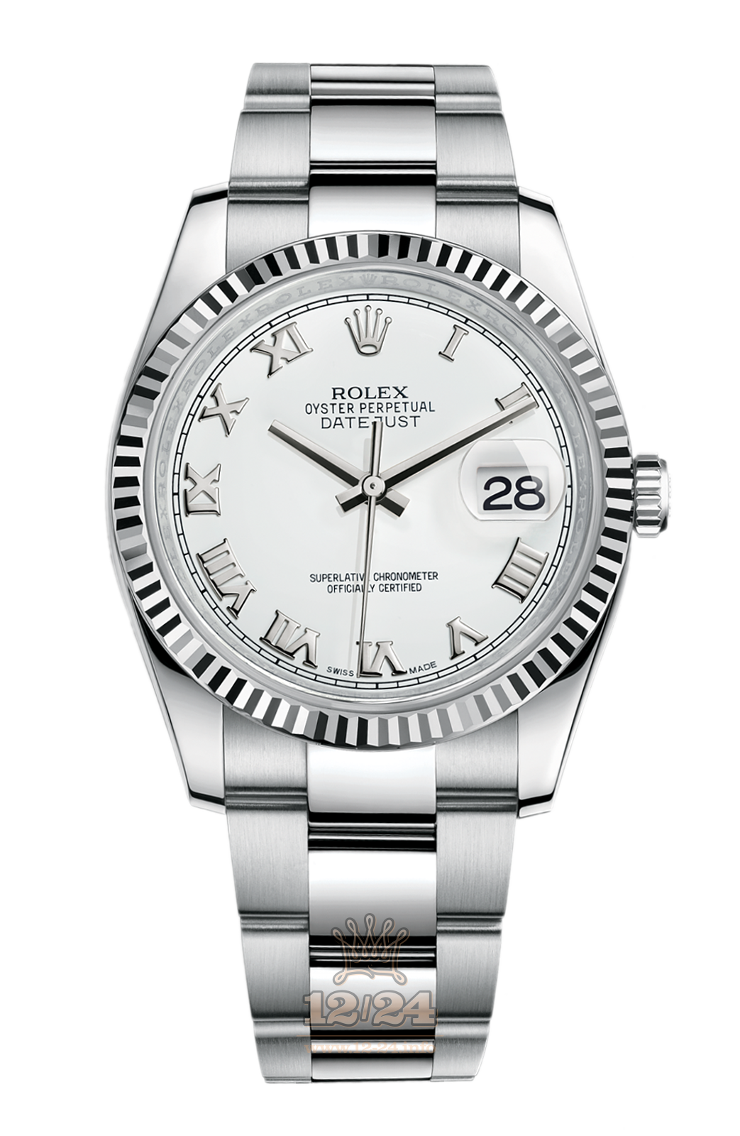 Rolex Datejust Watch 116234-0090 36 mm Steel / White gold Case White Dial