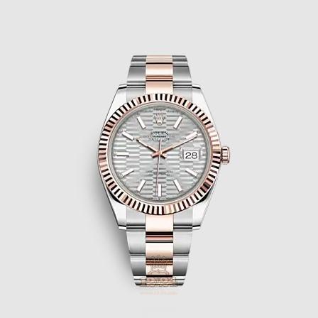 Rolex Datejust Watch 126331-0017 41 mm Stainless steel Pink gold Case Gray Silver Dial