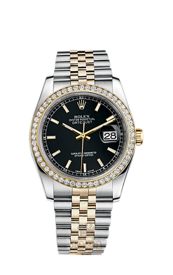 Rolex Datejust Watch 116243-0048 36 mm Steel / Yellow gold Case Black Dial
