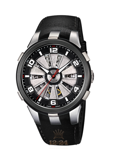 Perrelet Turbine Watch A1082/1A 44 mm Stainless steel PVD coating Case Silver Dial