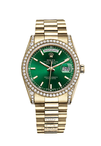 Rolex Day-Date Watch 118388-0134 36 mm Yellow gold Case Green Dial