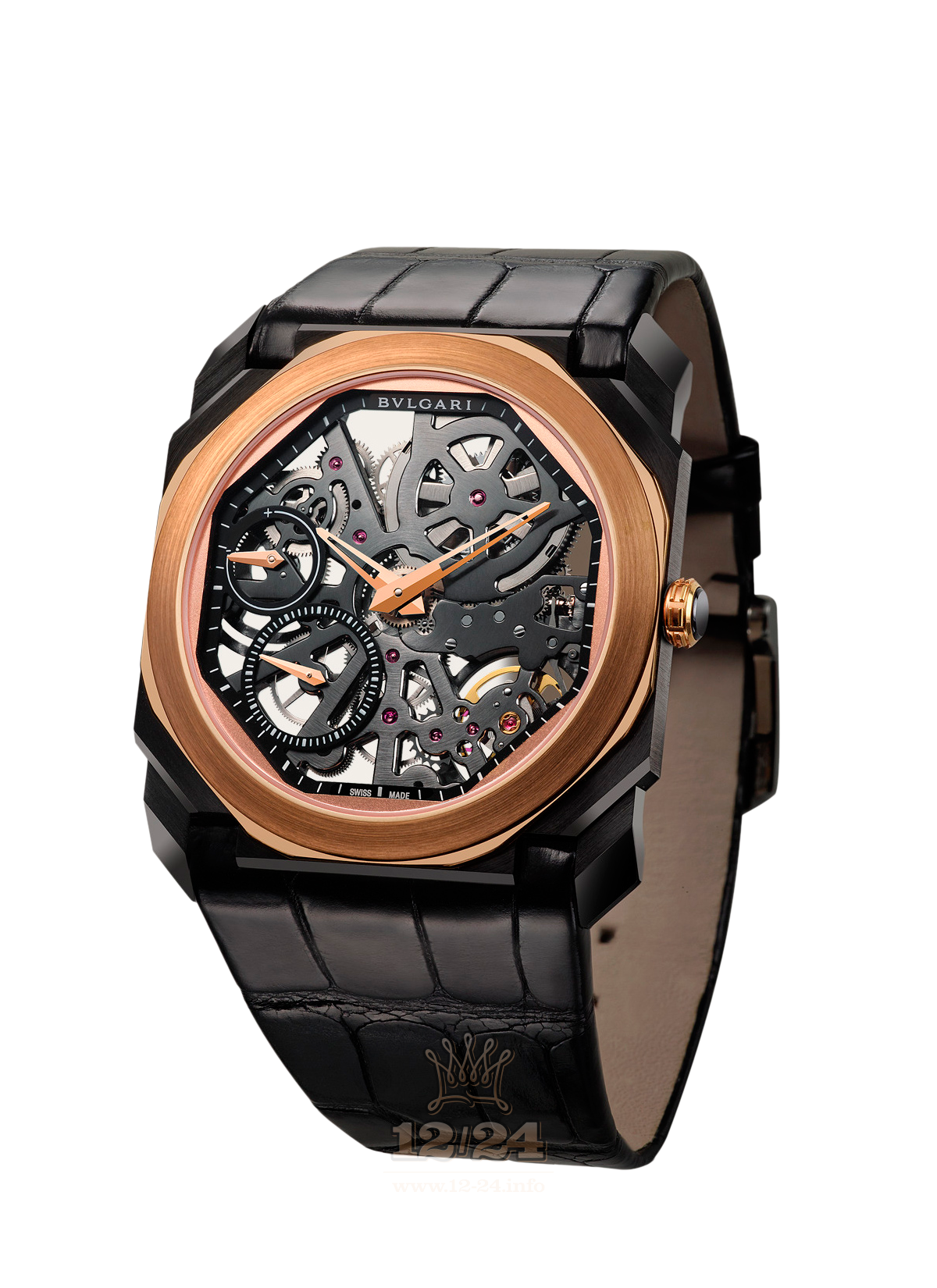 Bvlgari Octo Watch 102469 BGO40BSPGLXT/SK 40 mm Stainless steel Pink gold DLC coating Case Black Dial