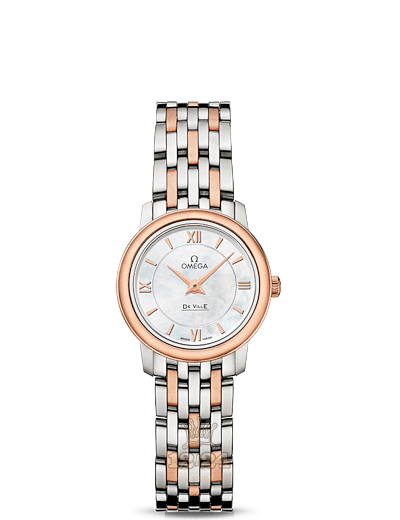 Omega Prestige Watch 424.20.24.60.05.002 24 mm Steel / Pink gold Case White Dial