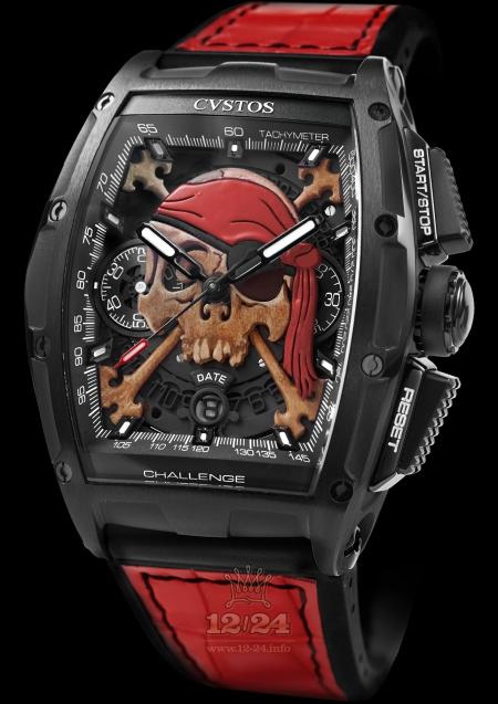 Cvstos Challenge Watch Chrono II Invaders Pirate 54 mm Stainless steel Case Black Painted Dial