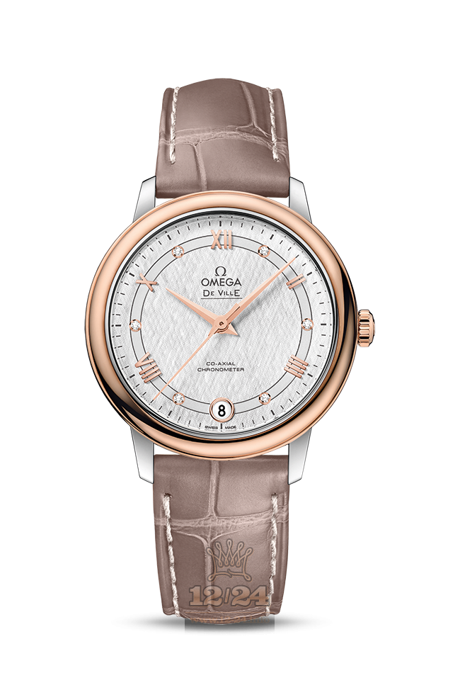Omega Prestige Watch 424.23.33.20.52.002 33 mm Steel / Pink gold Case Silver Dial