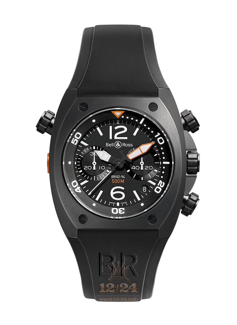 Bell & Ross Marine Watch BR02-CHR-BL-CA 44 mm Stainless steel PVD coating Case Black Dial