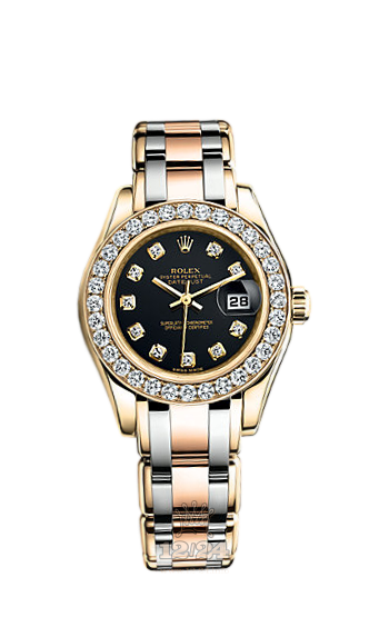 Rolex Pearlmaster Watch 80298-0119 29 mm Yellow gold Case Black Dial