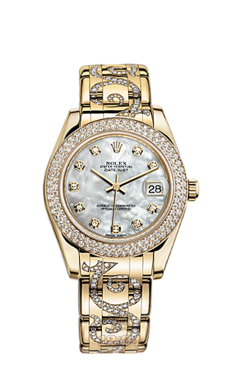 Rolex Pearlmaster Watch 81338-0016 34 mm Yellow gold Case White Dial