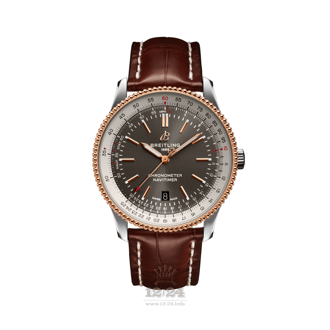 Breitling Navitimer Watch U17326211M1P1 41 mm Stainless steel Pink gold Case White Gray Dial