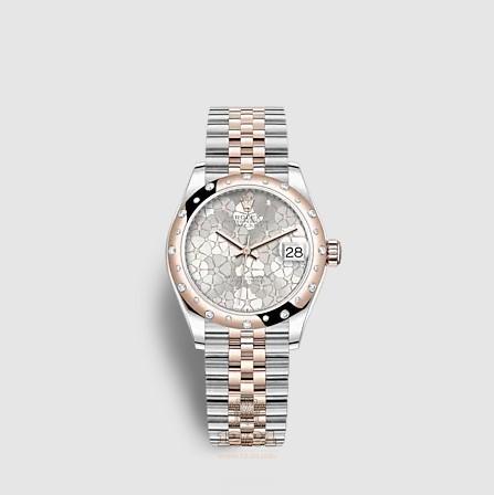 Rolex Datejust Watch 278341rbr-0032 31 mm Stainless steel Pink gold Case Gray Silver Painted Dial