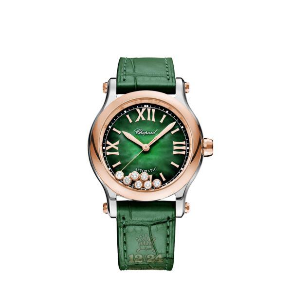 Chopard Happy Sport Watch 278578-6002 36 mm Stainless steel Pink gold Case Green Dial