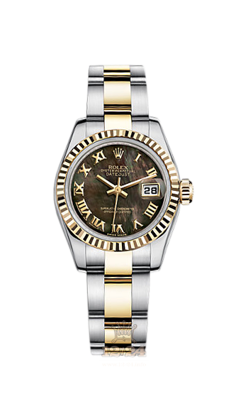 Rolex Lady-Datejust Watch 179173-0137 26 mm Steel / Yellow gold Case Black Dial