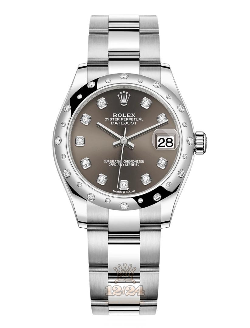 Rolex Datejust Watch 278344rbr-0007 31 mm Stainless steel White gold Case Gray Dial