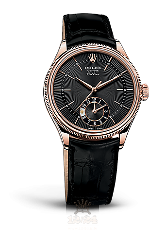 Rolex Cellini Dual Time Watch 50525-0011 39 mm Pink gold Case Black Dial