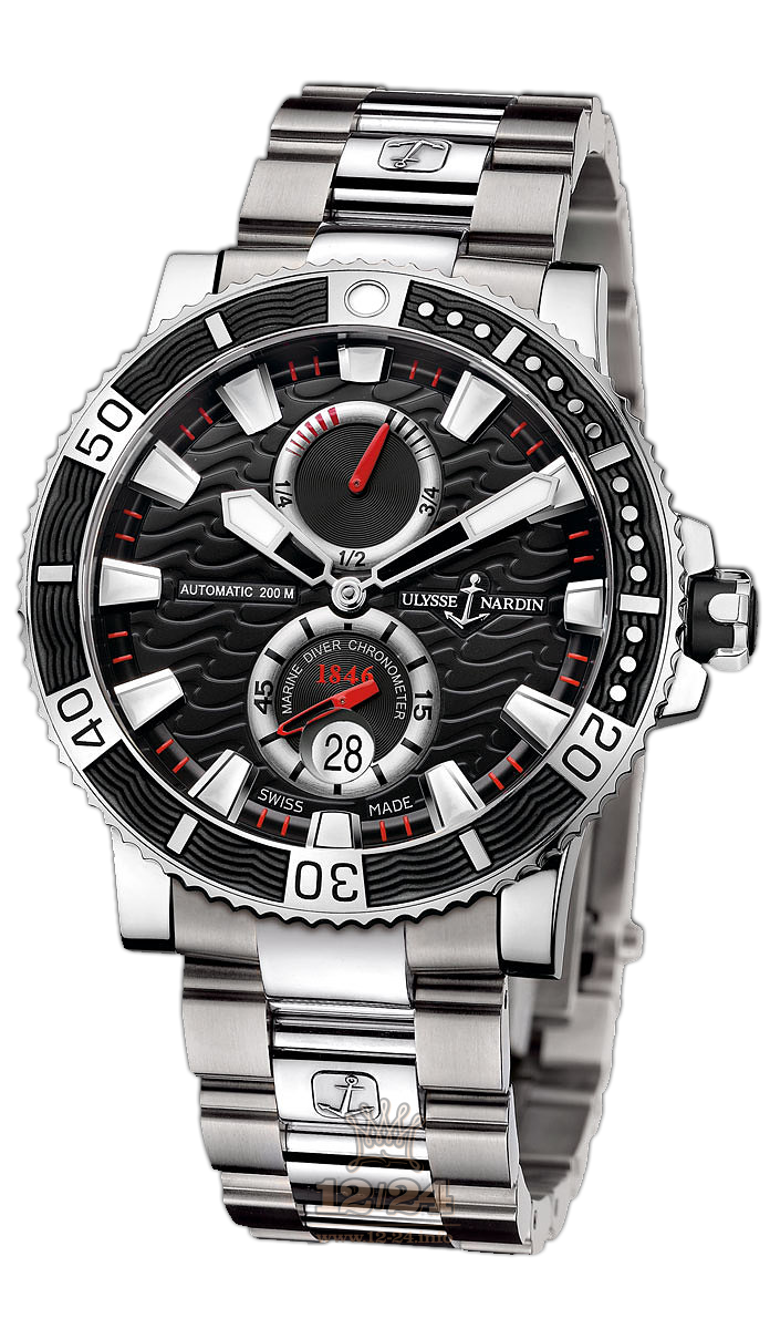 Ulysse Nardin Marine Watch 263-90-7M/72 45 mm Stainless steel Titanium Case Black Dial