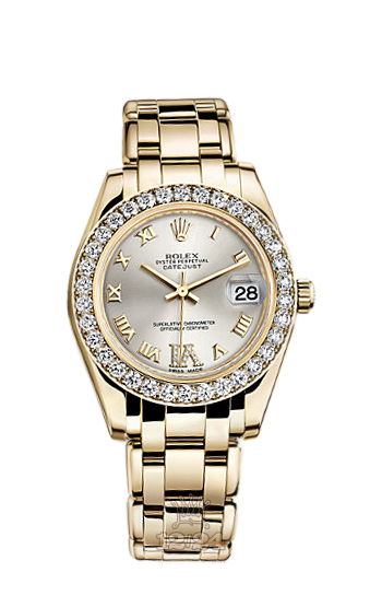 Rolex Pearlmaster Watch 81298-0031 34 mm Yellow gold Case Silver Dial
