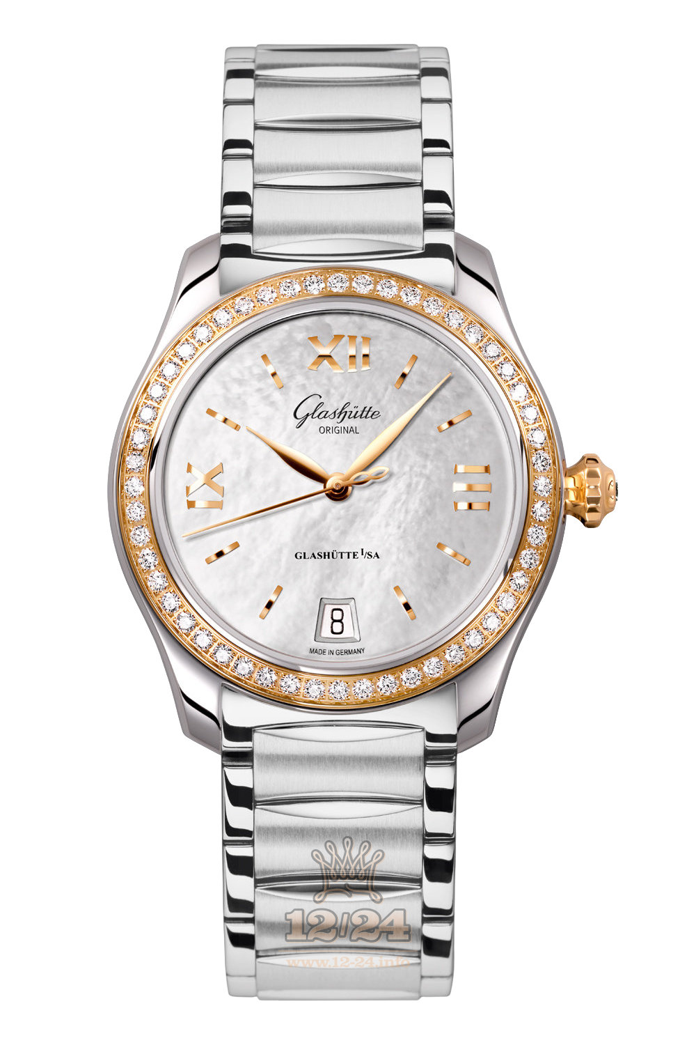 Glashutte Ladies Watch 1-39-22-09-16-34 36 mm Steel / Pink gold Case Silver Dial