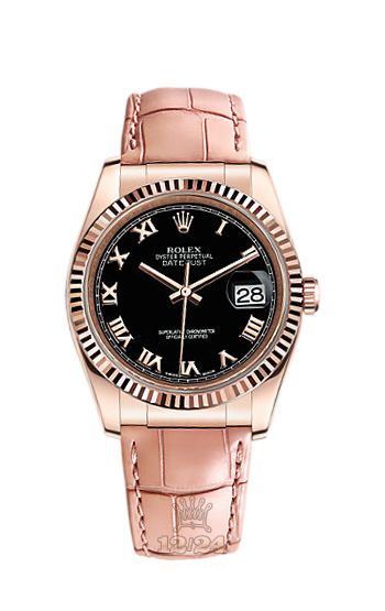 Rolex Datejust Watch 116135-0059 36 mm Pink gold Case Black Dial