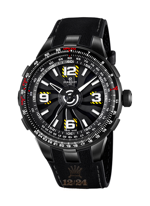 Perrelet Turbine Watch A1086/1A 48 mm Stainless steel PVD coating Case Black Dial