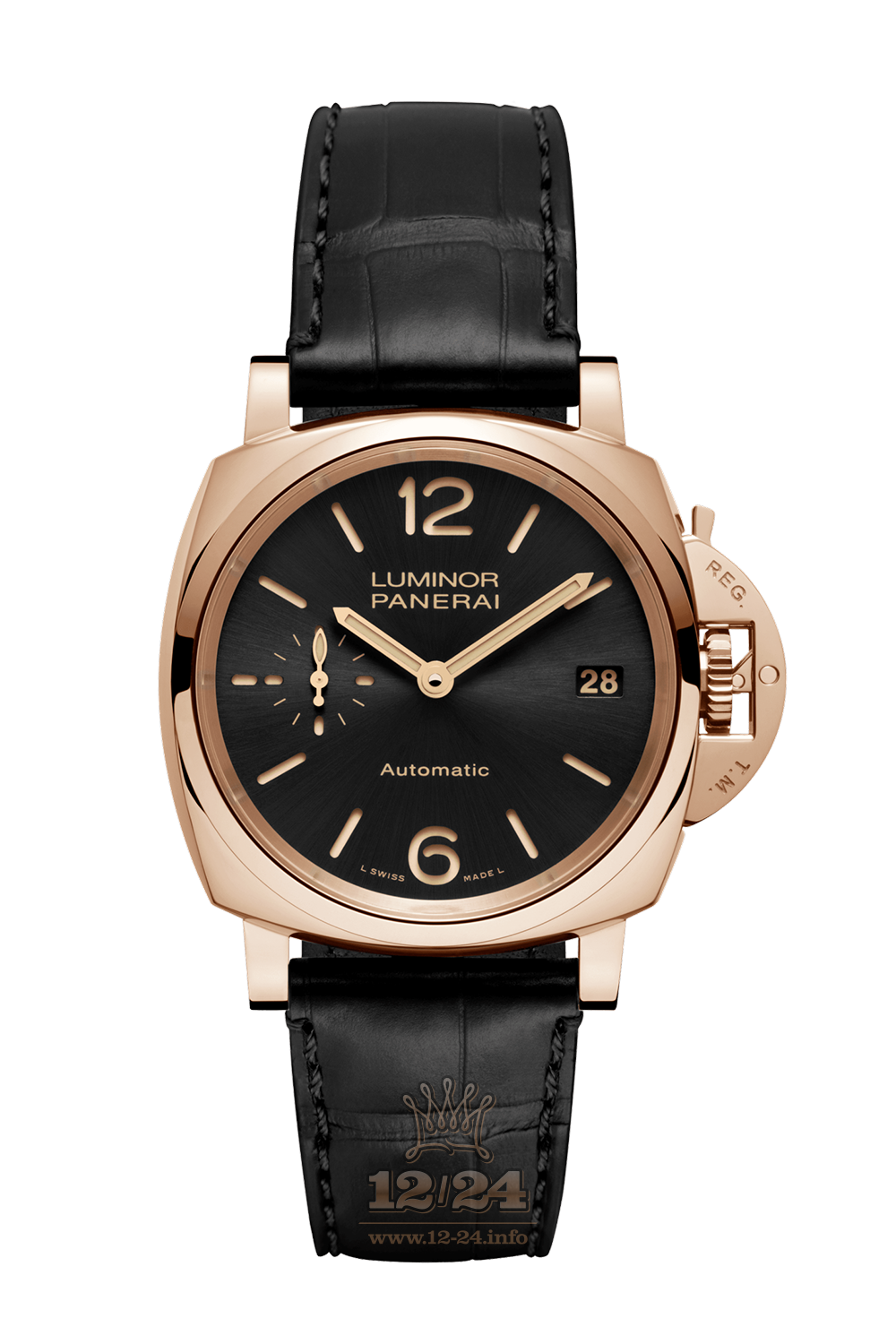 Panerai Luminor Due Watch PAM00908 38 mm Pink gold Case Black Dial