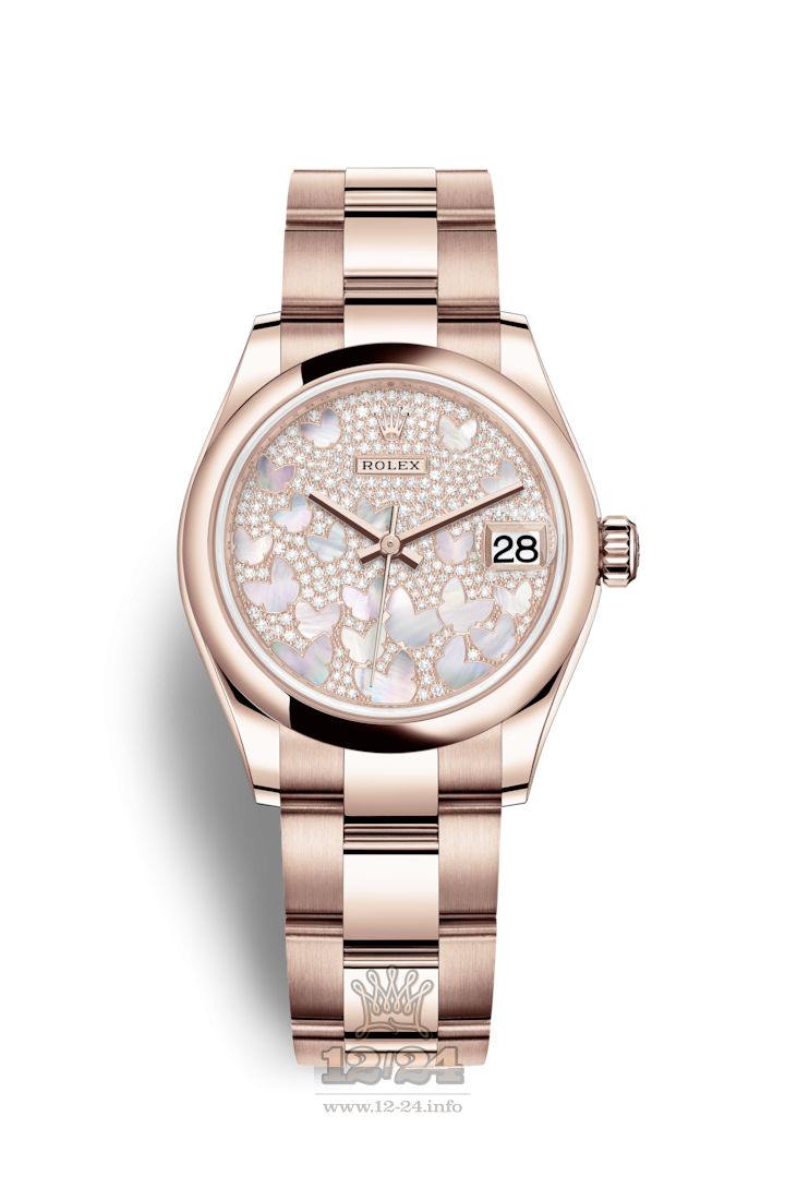 Rolex Datejust Watch 278245-0019 31 mm Pink gold Case Silver Golden Dial