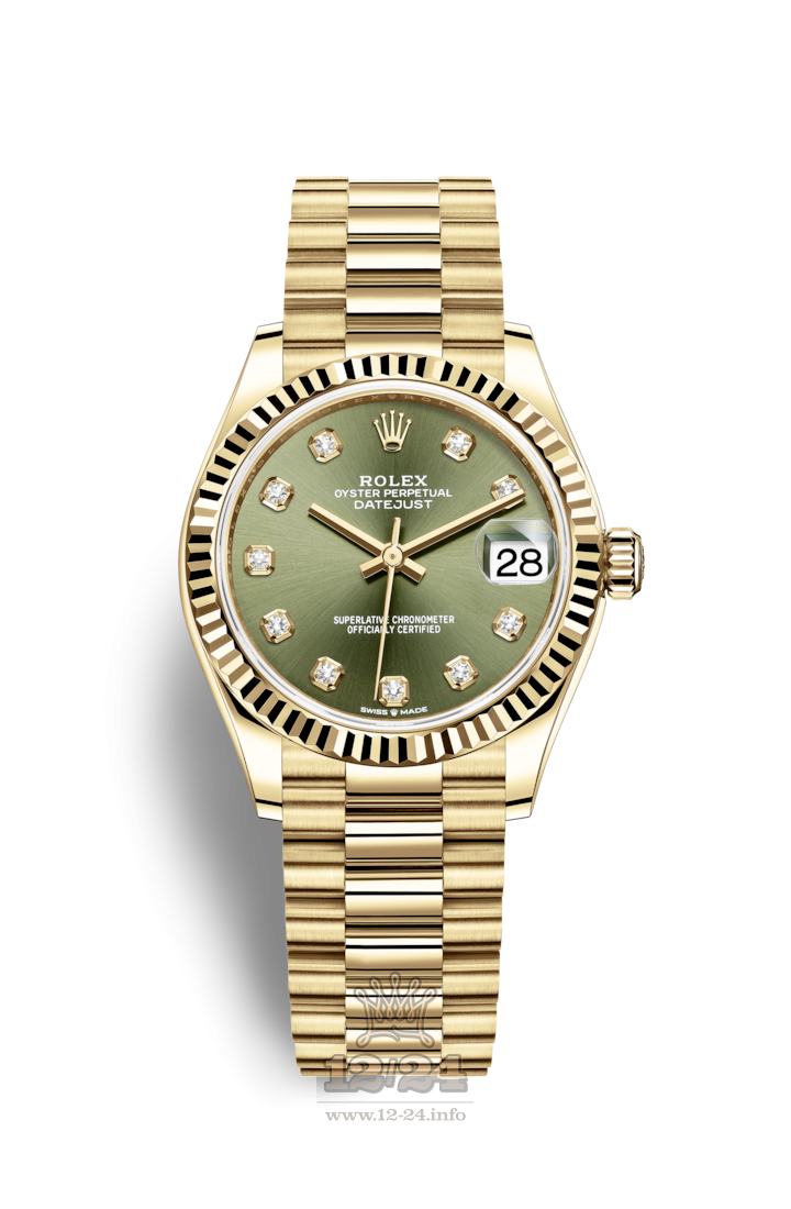 Rolex Datejust Watch 278278-0011 31 mm Yellow gold Case Green Dial