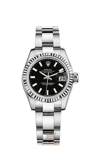 Rolex Lady-Datejust Watch 179174-0039 26 mm Steel / White gold Case Black Dial