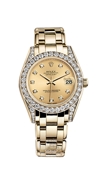 Rolex Pearlmaster Watch 81158-0013 34 mm Yellow gold Case Golden Dial