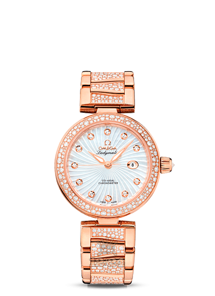 Omega Ladymatic Watch 425.65.34.20.55.005 34 mm Pink gold Ceramics Case White Dial