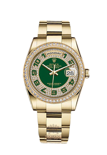 Rolex Day-Date Watch 118348-0059 36 mm Yellow gold Case Green Dial