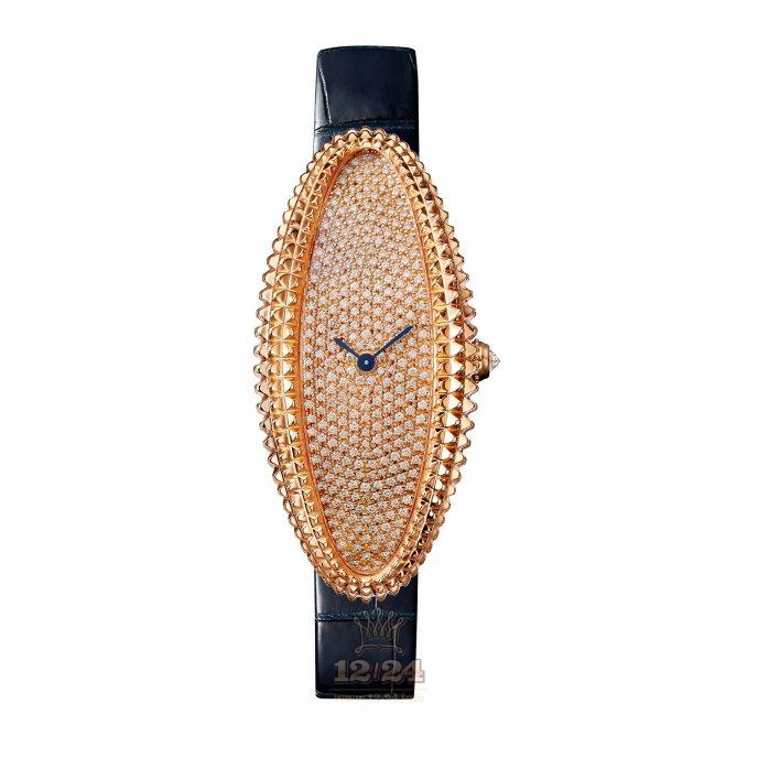 Cartier Baignoire Watch WJBA0016 47 mm Pink gold Case Golden Dial