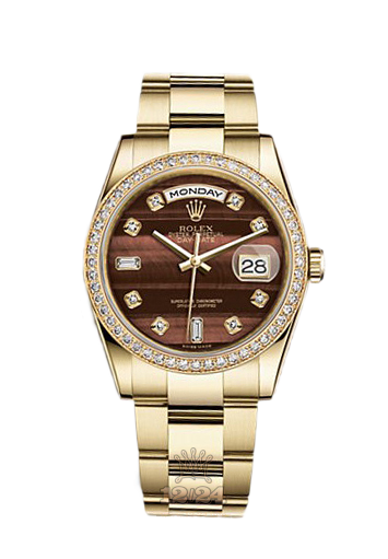 Rolex Day-Date Watch 118348-0162 36 mm Yellow gold Case Red Brown (chocolate) Dial