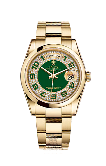 Rolex Day-Date Watch 118208-0206 36 mm Yellow gold Case Green Dial