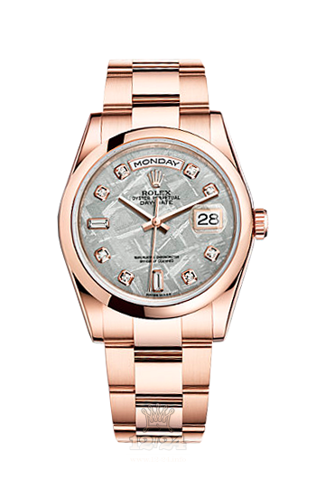 Rolex Day-Date Watch 118205f-0056 36 mm Pink gold Case Gray Silver Dial