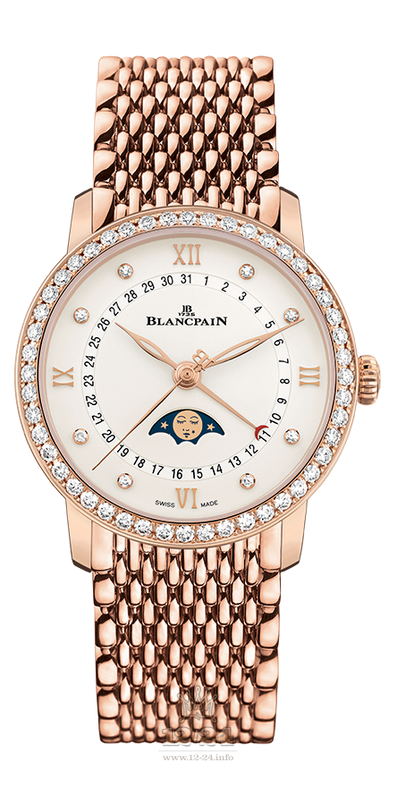 Blancpain Villeret Watch 6126-2987-MMB 33 mm Pink gold Case White Dial