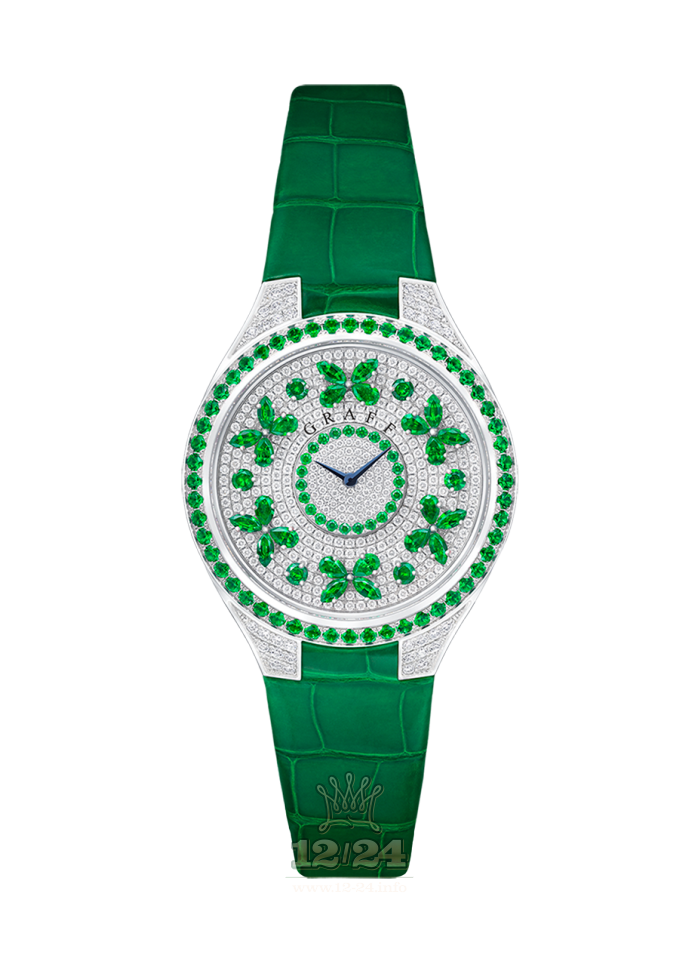 Graff Disco Butterfly Watch FBF38WGED White gold Case Silver Green Dial