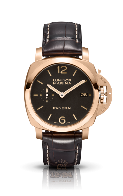 Panerai Luminor 1950 Watch PAM00393 42 mm Red gold Case Brown (chocolate) Dial