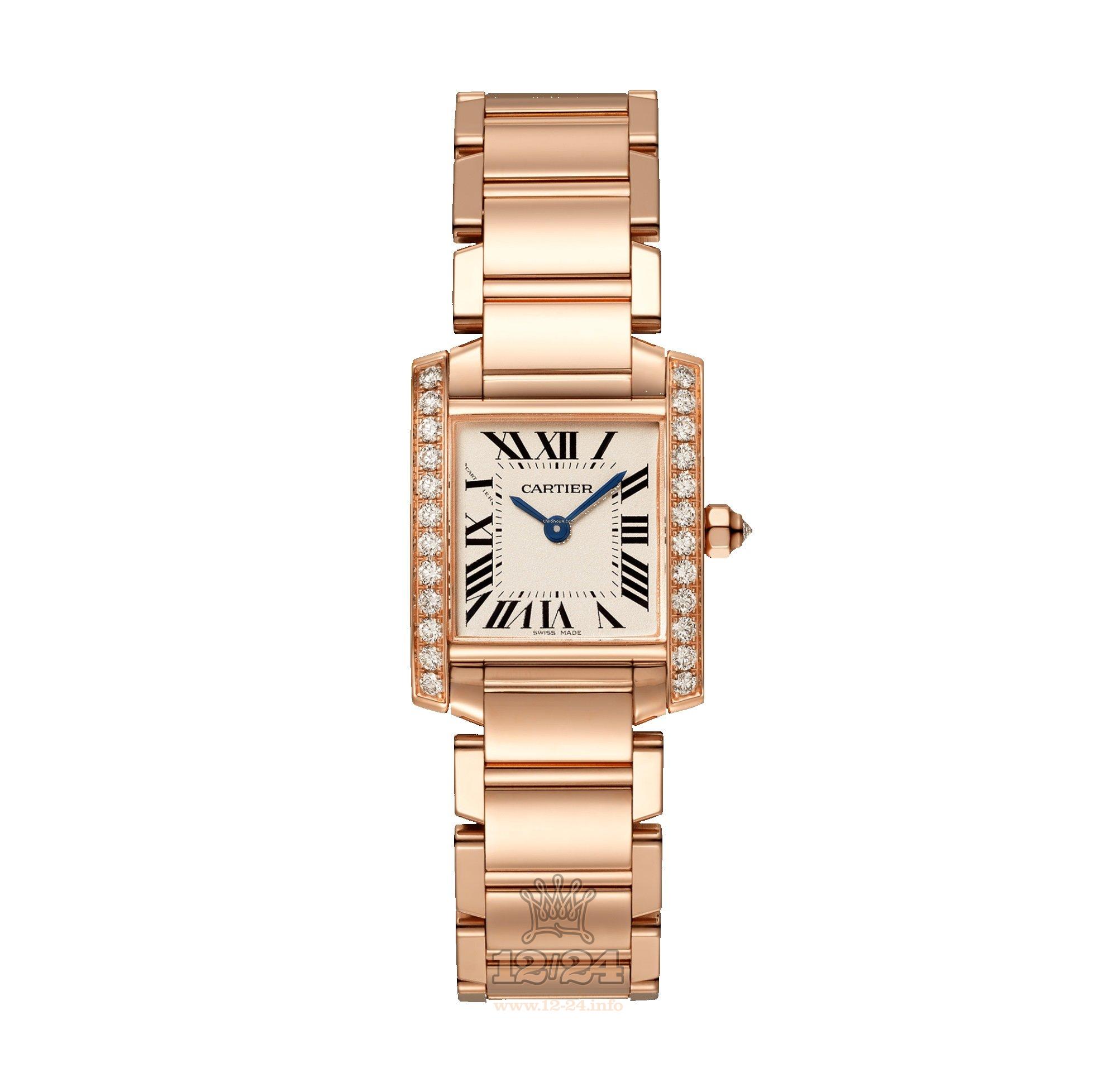 Cartier Tank Watch WJTA0022 30 mm Pink gold Case Golden Dial