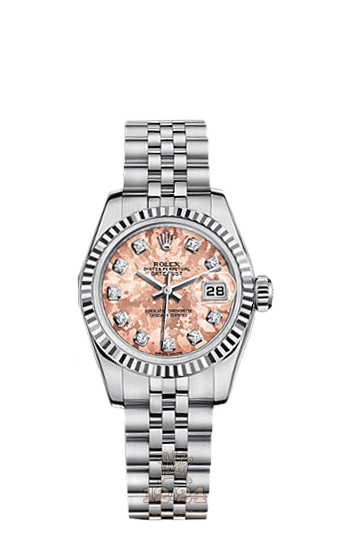 Rolex Lady-Datejust Watch 179174-0104 26 mm Steel / White gold Case Pink Dial