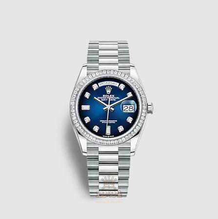 Rolex Day-Date Watch 128396tbr-0008 36 mm Platinum Case Dark blue Dial