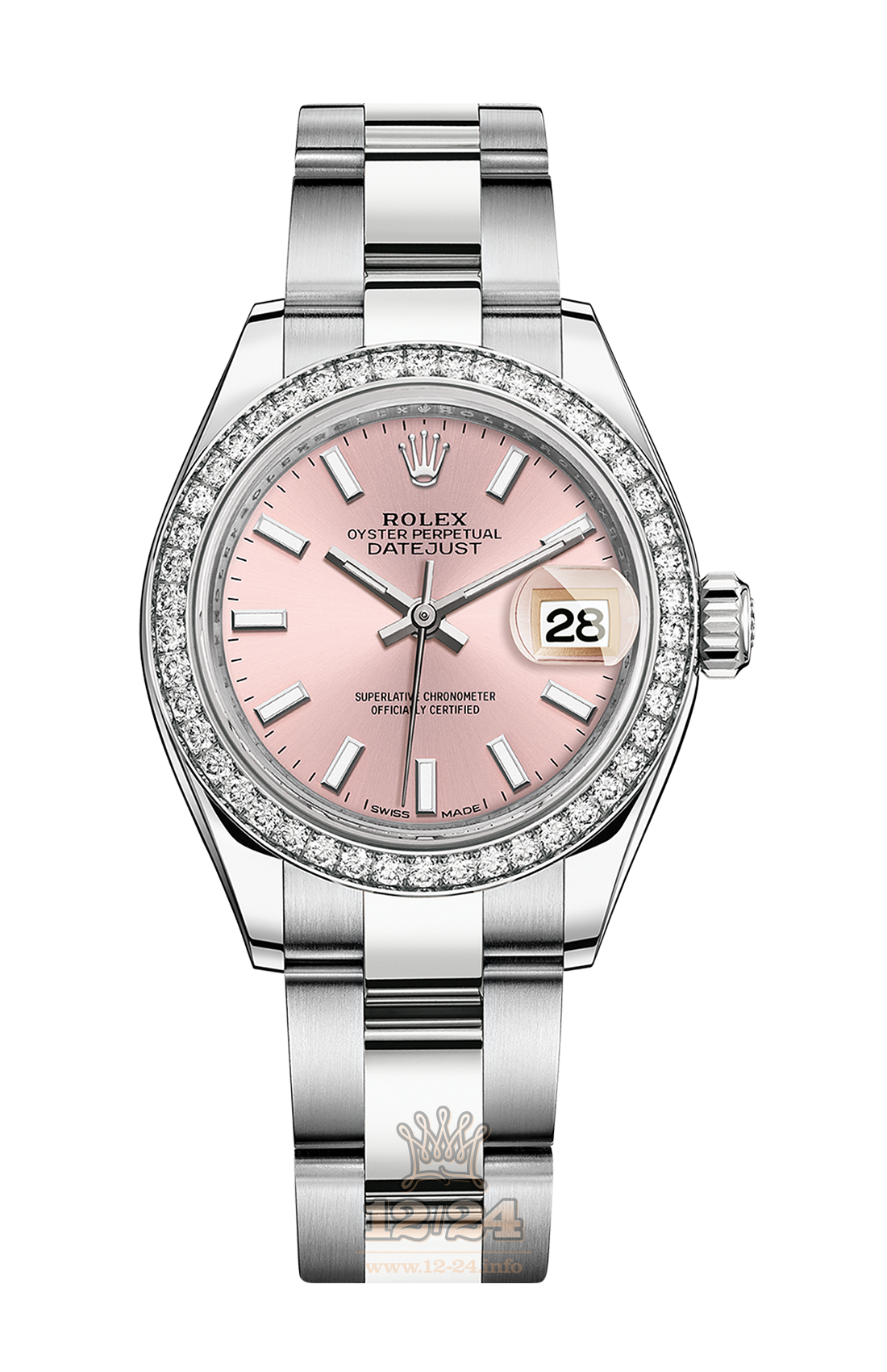 Rolex Datejust Watch 279384rbr-0002 28 mm Steel / White gold Case Pink Dial