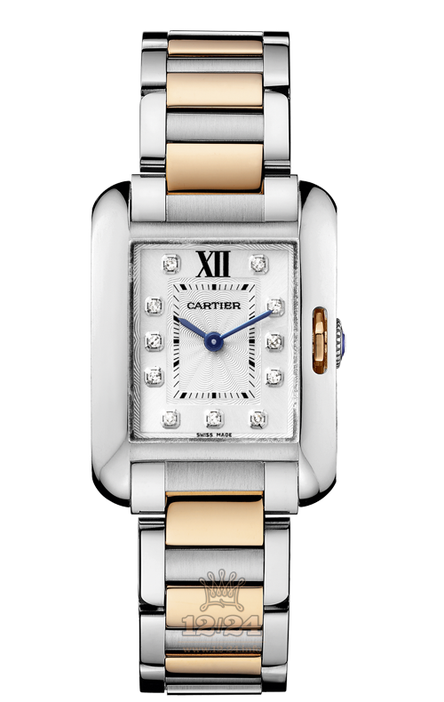 Cartier Tank Watch WT100024 30 mm Steel / Pink gold Case Silver Dial